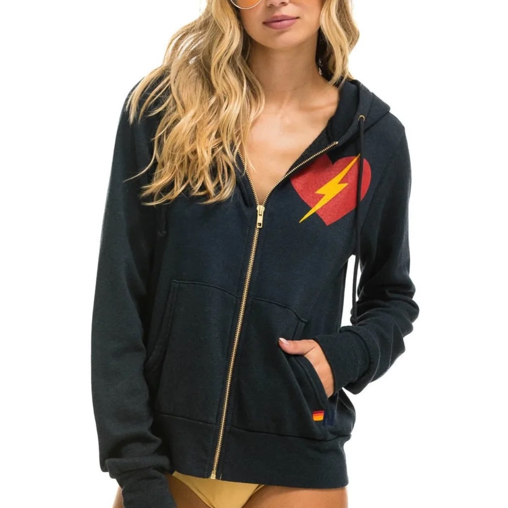 Aviator Nation Bolt Heart Zip Hoodie